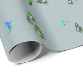 スキーオープニングクリスマススキーホリデースキーズブルー ラッピングペーパー (ロールコーナー)