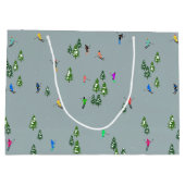 スキーオープニングクリスマススキーホリデースキーズブルー ラージペーパーバッグ (裏面)