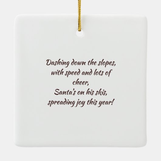 スキーカスタムファンキーモダンサンタ可愛いクリスマス セラミックオーナメント (裏面)