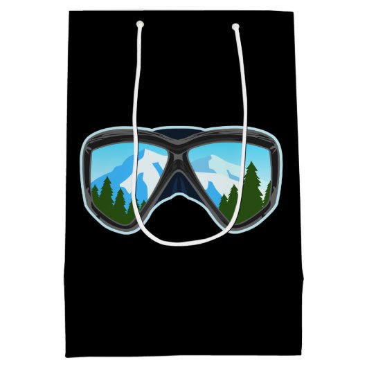 スキーカッコいいゴーグルスキープレーヤースノーボーディングスポーツ ミディアムペーパーバッグ (裏面)