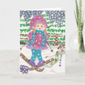 スキーガール空白のホリデーカード シーズンカード (正面)