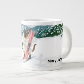 スキーキャットはピンクのバチェロレッテパーティーでスキーをしています ジャンボコーヒーマグカップ (正面右)