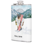 スキーキャットはピンクのバチェロレッテパーティーでスキーをしている フラスク (左)