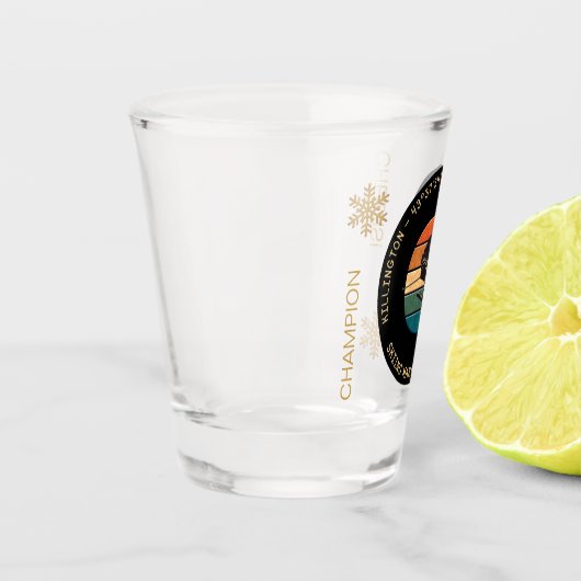 スキーキリントン，バーモント – マンスキーヤー，イエロー文字 ショットグラス (左)