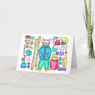 スキーギアスプレッドウォーターカラーカード サンキューカード