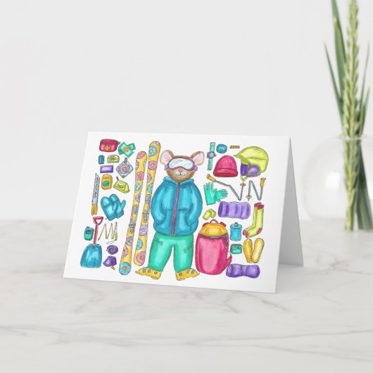 スキーギアスプレッドウォーターカラーカード サンキューカード (正面)