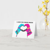 スキーグローブスキーをテーマにしたバレンタインデー カード (黄色い花)