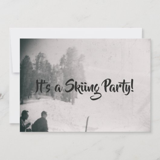 スキーゲレンデパーティーレトロ雪山 招待状 (正面)