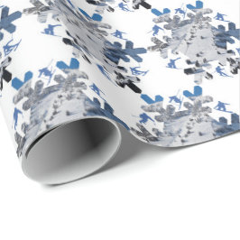 スキーゲレンデ雪フレーク ラッピングペーパー