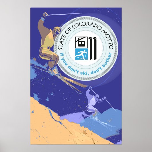 スキーコロラドおもしろい州モットー ポスター (正面)