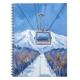 スキーゴンドラ雪山水彩画 ノートブック
