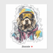 スキーゴーグルをしたスキー犬 6 シール (シート)