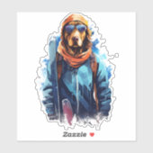 スキーゴーグルをつけたスキー犬 5 シール (シート)