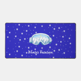 スキーゴーグルスノーフレークダンスカスタマイズバケーション デスクマット