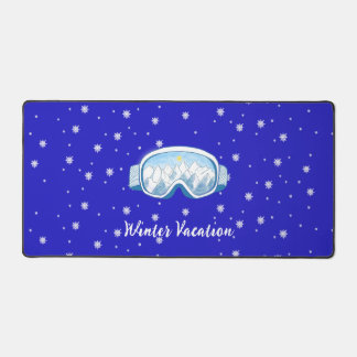 スキーゴーグルスノーフレークダンスカスタマイズバケーション デスクマット