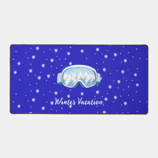スキーゴーグルスノーフレークダンスカスタマイズバケーション デスクマット (正面)