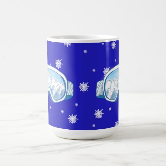 スキーゴーグルスノーフレークダンス コーヒーマグカップ (中央)