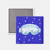 スキーゴーグルスノーフレークダンス マグネット (正面/裏面)