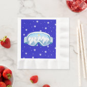 スキーゴーグルスノーフレークダンス 縁ありランチョンナプキン (インサイチュ)