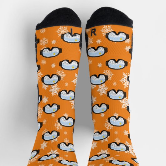 スキーゴーグルマウンテンスキーアスノーボーダーオレンジ ソックス (上部)