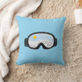 スキーゴーグルマウンテンビューイラストレーションライトブルー クッション (ブランケット)