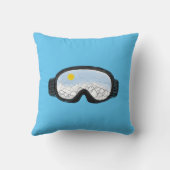 スキーゴーグルマウンテンビューイラストレーションライトブルー クッション (裏面)
