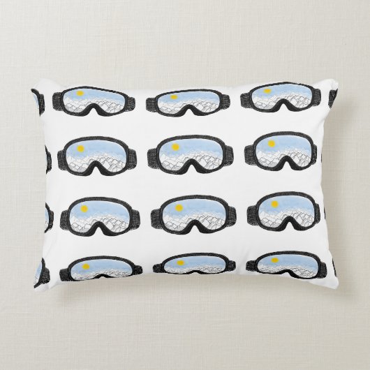 スキーゴーグルマウンテンビューイラストレーション アクセントクッション (正面)