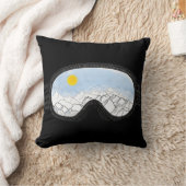 スキーゴーグルマウンテンビューイラストレーション クッション (ブランケット)