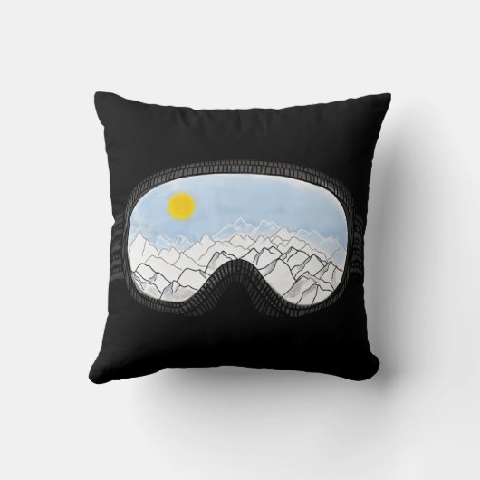 スキーゴーグルマウンテンビューイラストレーション クッション (裏面)