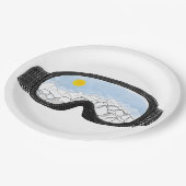 スキーゴーグルマウンテンビューイラストレーション ペーパープレート (アングル)