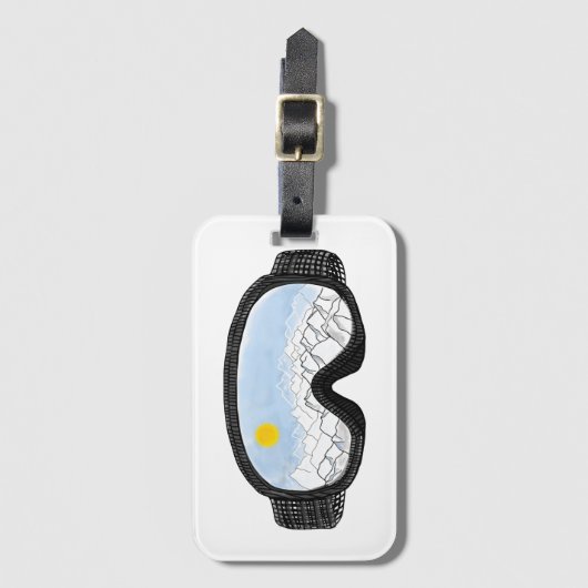 スキーゴーグルマウンテンビューイラストレーション ラゲッジタグ (正面縦)