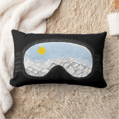 スキーゴーグルマウンテンビューイラストレーション ランバークッション (ブランケット)