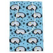 スキーゴーグルマウンテンビュースノーフレークイラストレーション ミディアムペーパーバッグ (正面)