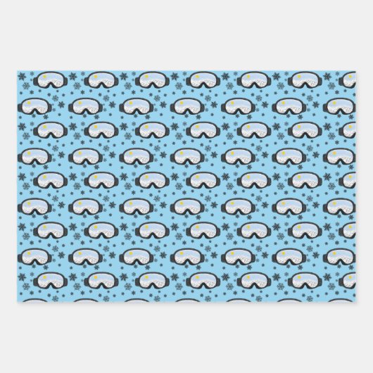 スキーゴーグルマウンテンビュースノーフレークイラストレーション ラッピングペーパーシート (正面)