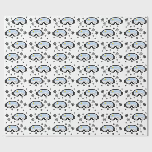 スキーゴーグルマウンテンビュースノーフレークイラストレーション ラッピングペーパー (フラット)