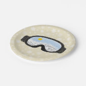 スキーゴーグルマウンテンビュースノーフレークオフホワイト ペーパープレート (アングル)