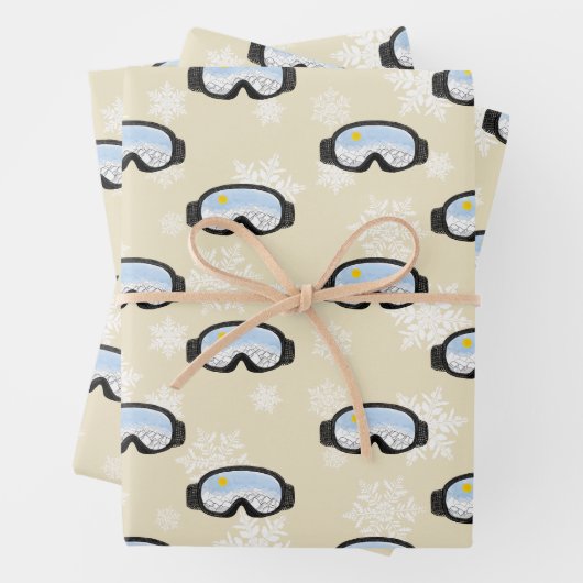 スキーゴーグルマウンテンビュースノーフレークオフホワイト ラッピングペーパーシート (インサイチュ)