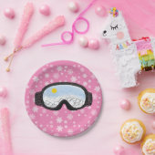 スキーゴーグルマウンテンビュースノーフレークスピンク ペーパープレート (パーティー)