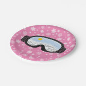 スキーゴーグルマウンテンビュースノーフレークスピンク ペーパープレート (アングル)