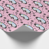 スキーゴーグルマウンテンビュースノーフレークスピンク ラッピングペーパー (角)