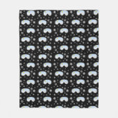 スキーゴーグルマウンテンビュースノーフレークスブラック フリースブランケット (正面)