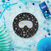 スキーゴーグルマウンテンビュースノーフレークスブラック ペーパープレート (パーティー)