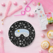 スキーゴーグルマウンテンビュースノーフレークスブラック ペーパープレート (パーティー)