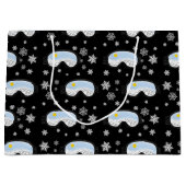 スキーゴーグルマウンテンビュースノーフレークスブラック ラージペーパーバッグ (正面)