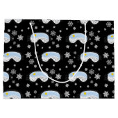 スキーゴーグルマウンテンビュースノーフレークスブラック ラージペーパーバッグ (裏面)