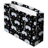 スキーゴーグルマウンテンビュースノーフレークスブラック ラージペーパーバッグ (裏面アングル)