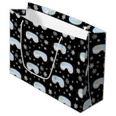 スキーゴーグルマウンテンビュースノーフレークスブラック ラージペーパーバッグ (正面アングル)