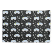 スキーゴーグルマウンテンビュースノーフレークスブラック 枕カバー (裏面-左)