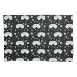 スキーゴーグルマウンテンビュースノーフレークスブラック 枕カバー