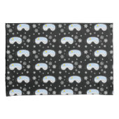 スキーゴーグルマウンテンビュースノーフレークスブラック 枕カバー (正面右)